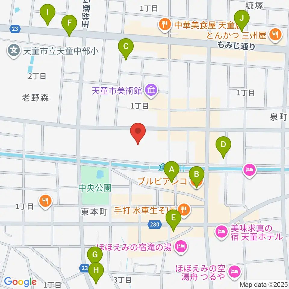 天童市市民文化会館周辺のカフェ一覧地図