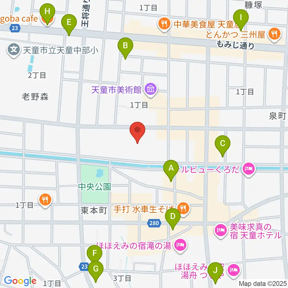 天童市市民文化会館周辺のカフェ一覧地図