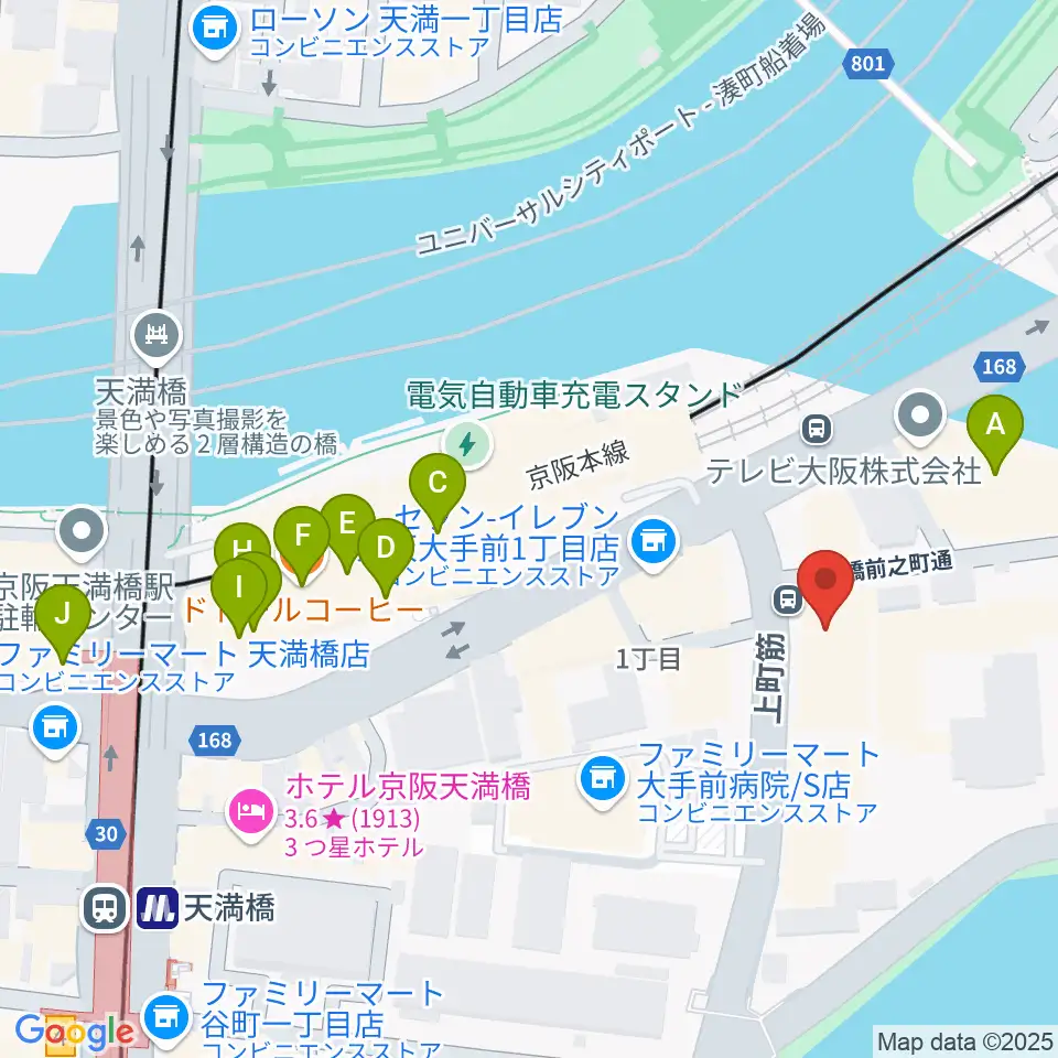 大阪ドーンセンター周辺のカフェ一覧地図