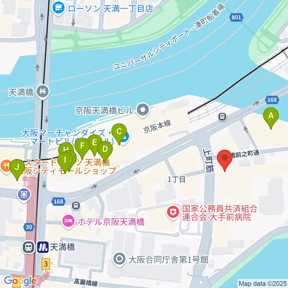 大阪ドーンセンター周辺のカフェ一覧地図