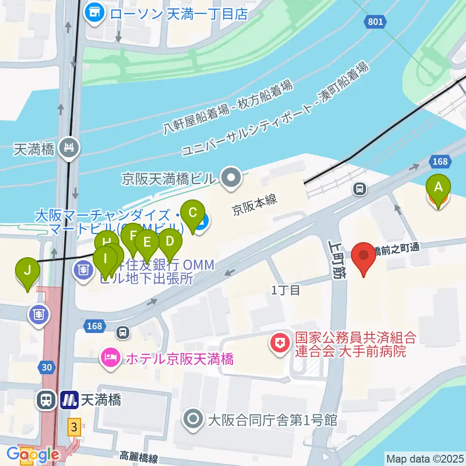 大阪ドーンセンター周辺のカフェ一覧地図