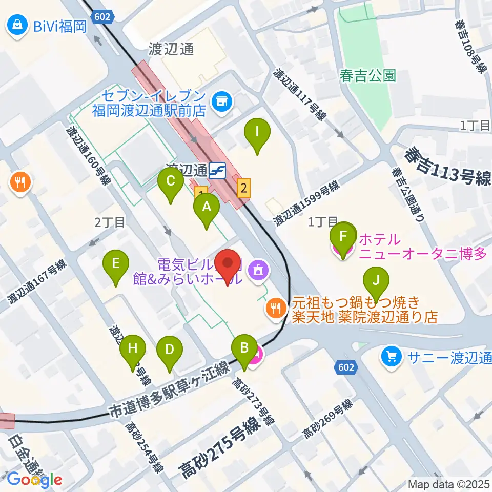 電気ビルみらいホール周辺のカフェ一覧地図