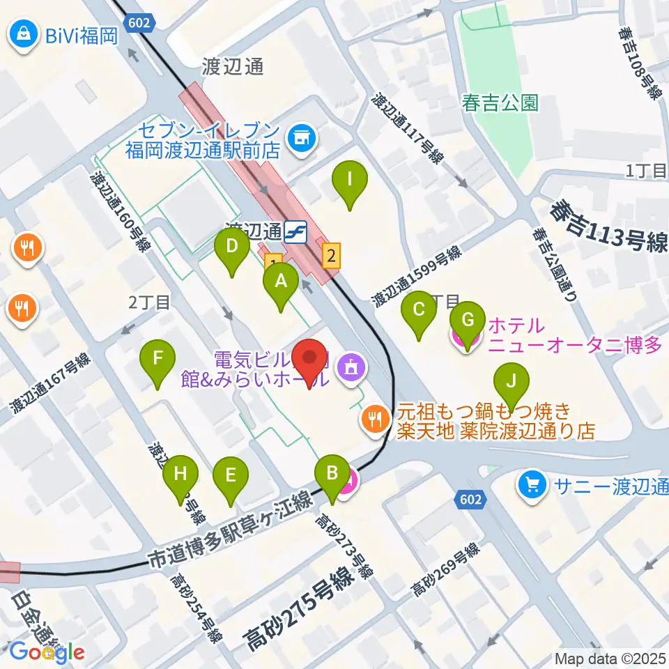 電気ビルみらいホール周辺のカフェ一覧地図