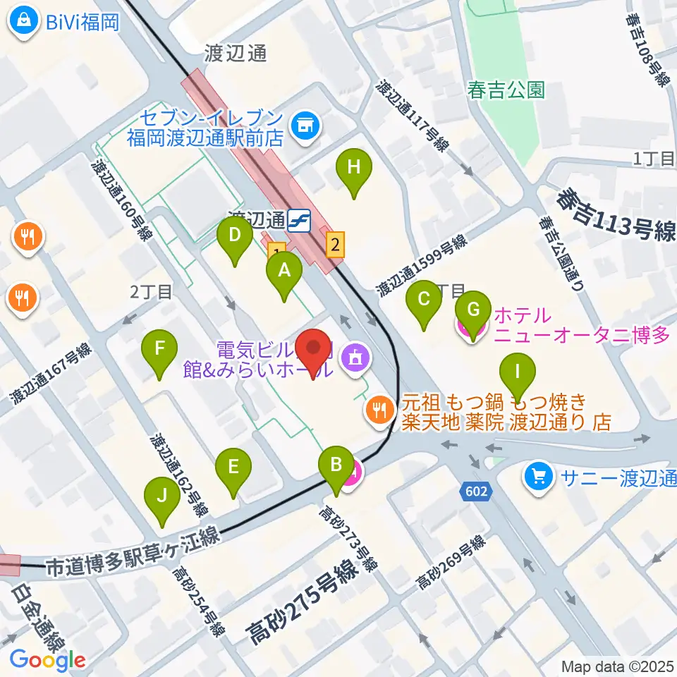 電気ビルみらいホール周辺のカフェ一覧地図