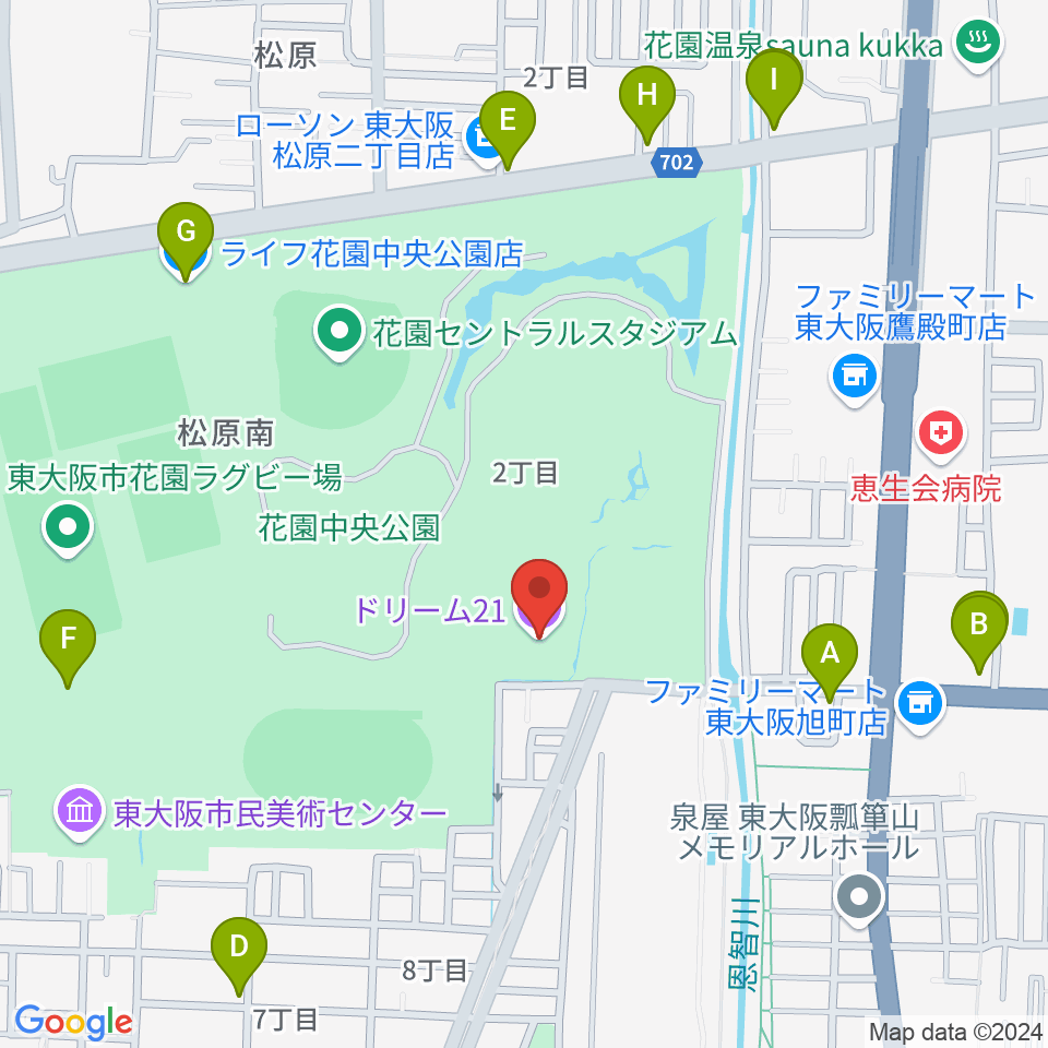 ドリーム21周辺のカフェ一覧地図