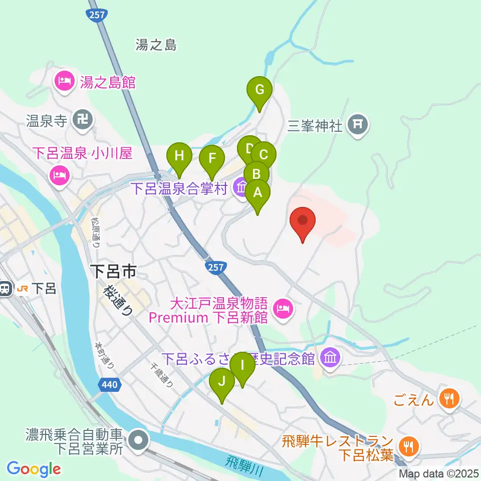 下呂交流会館アクティブ周辺のカフェ一覧地図