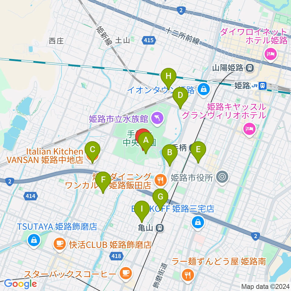 兵庫県立武道館周辺のカフェ一覧地図