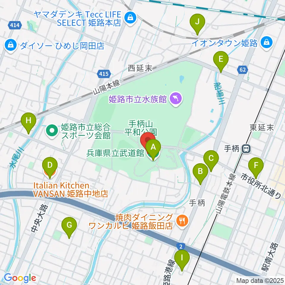 兵庫県立武道館周辺のカフェ一覧地図