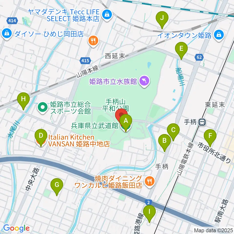 兵庫県立武道館周辺のカフェ一覧地図