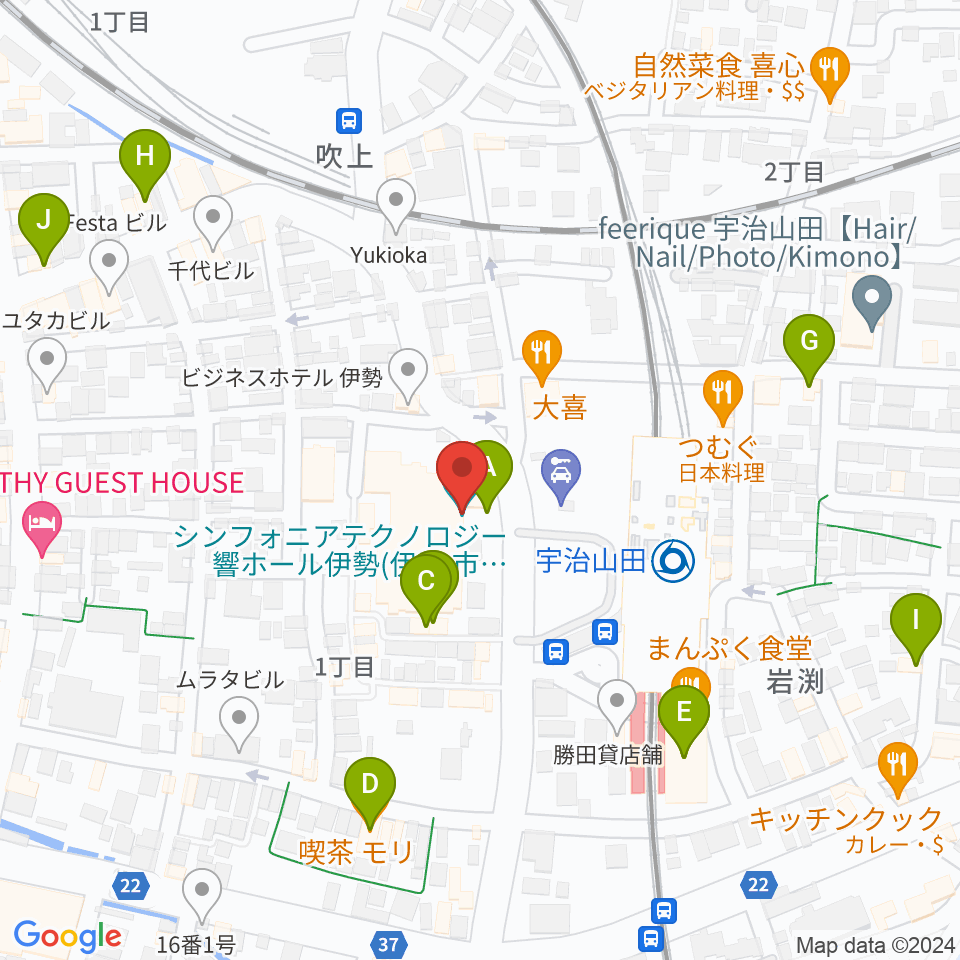 シンフォニアテクノロジー響ホール伊勢周辺のカフェ一覧地図