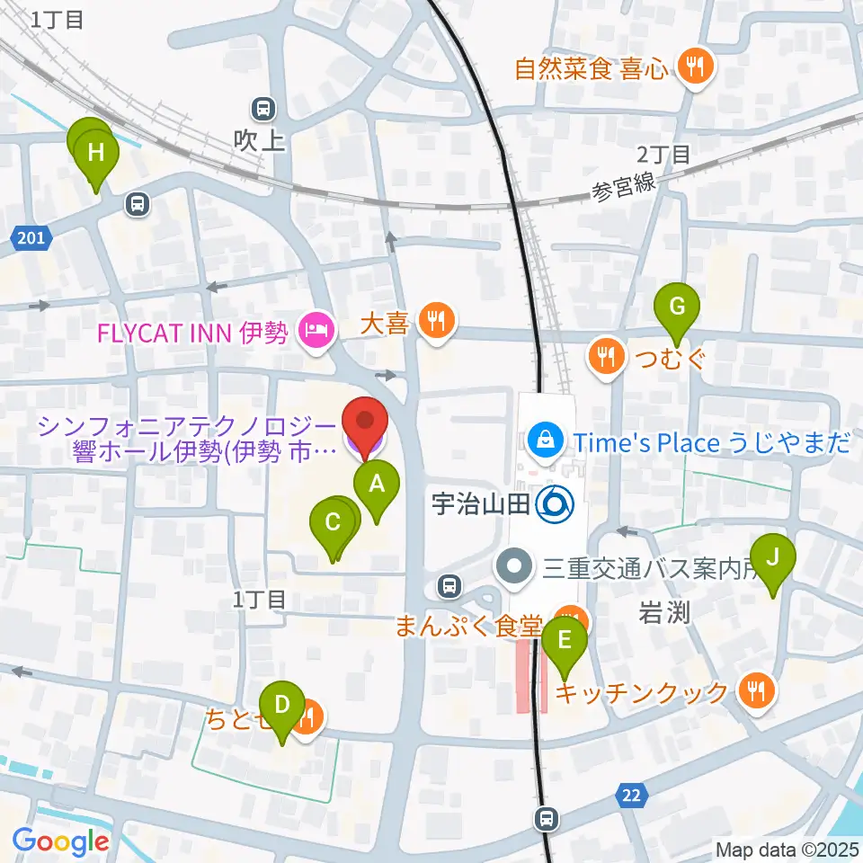 シンフォニアテクノロジー響ホール伊勢周辺のカフェ一覧地図
