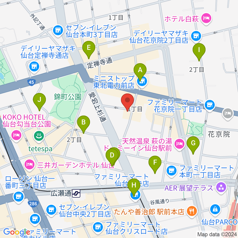 仙台スペースゼロ周辺のカフェ一覧地図