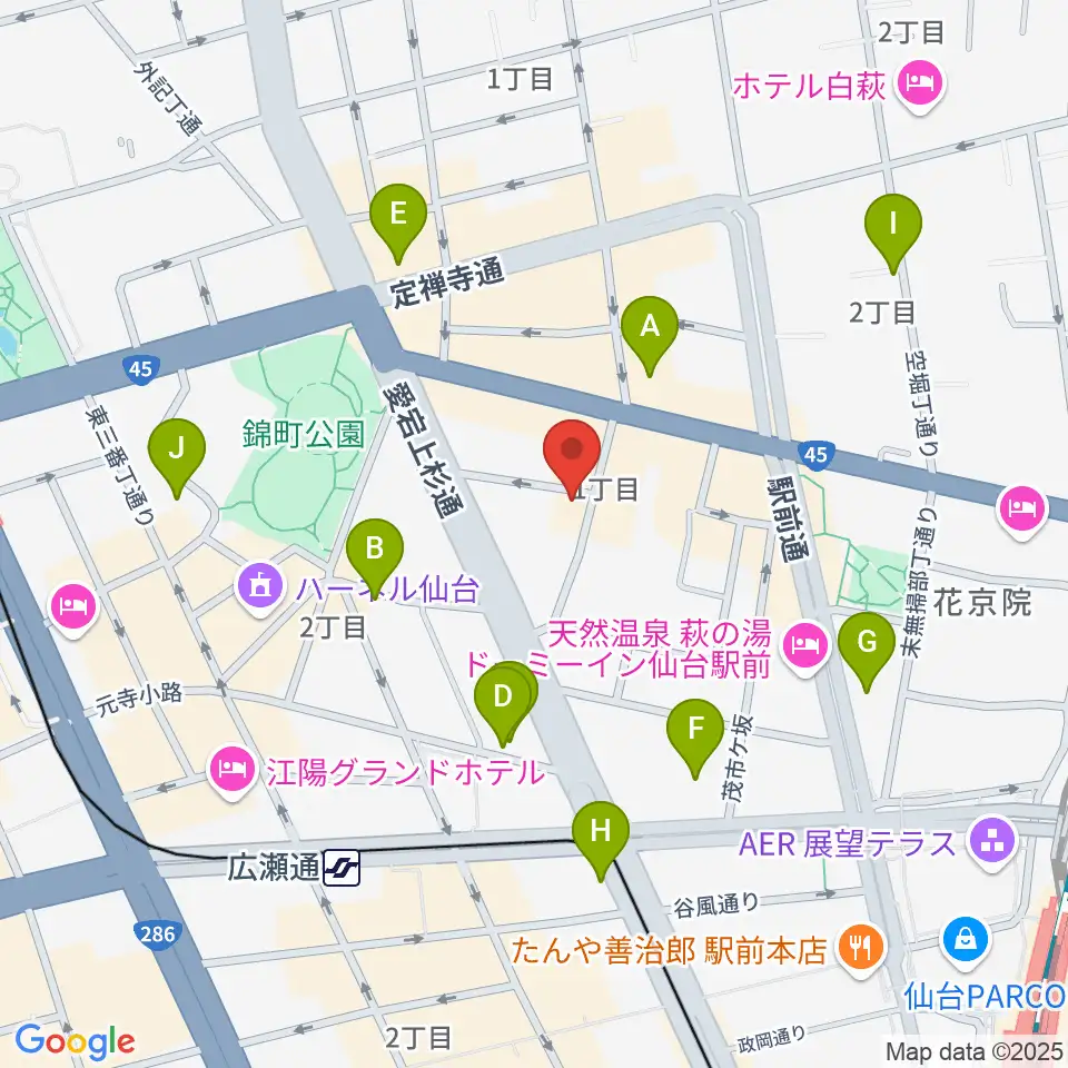 仙台スペースゼロ周辺のカフェ一覧地図