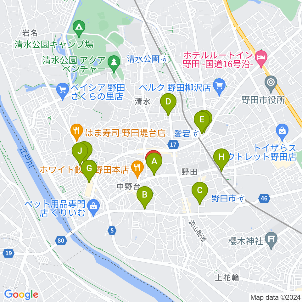 欅のホール周辺のカフェ一覧地図