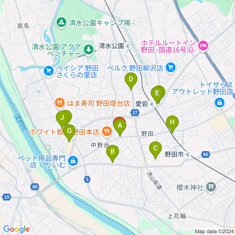 欅のホール周辺のカフェ一覧地図