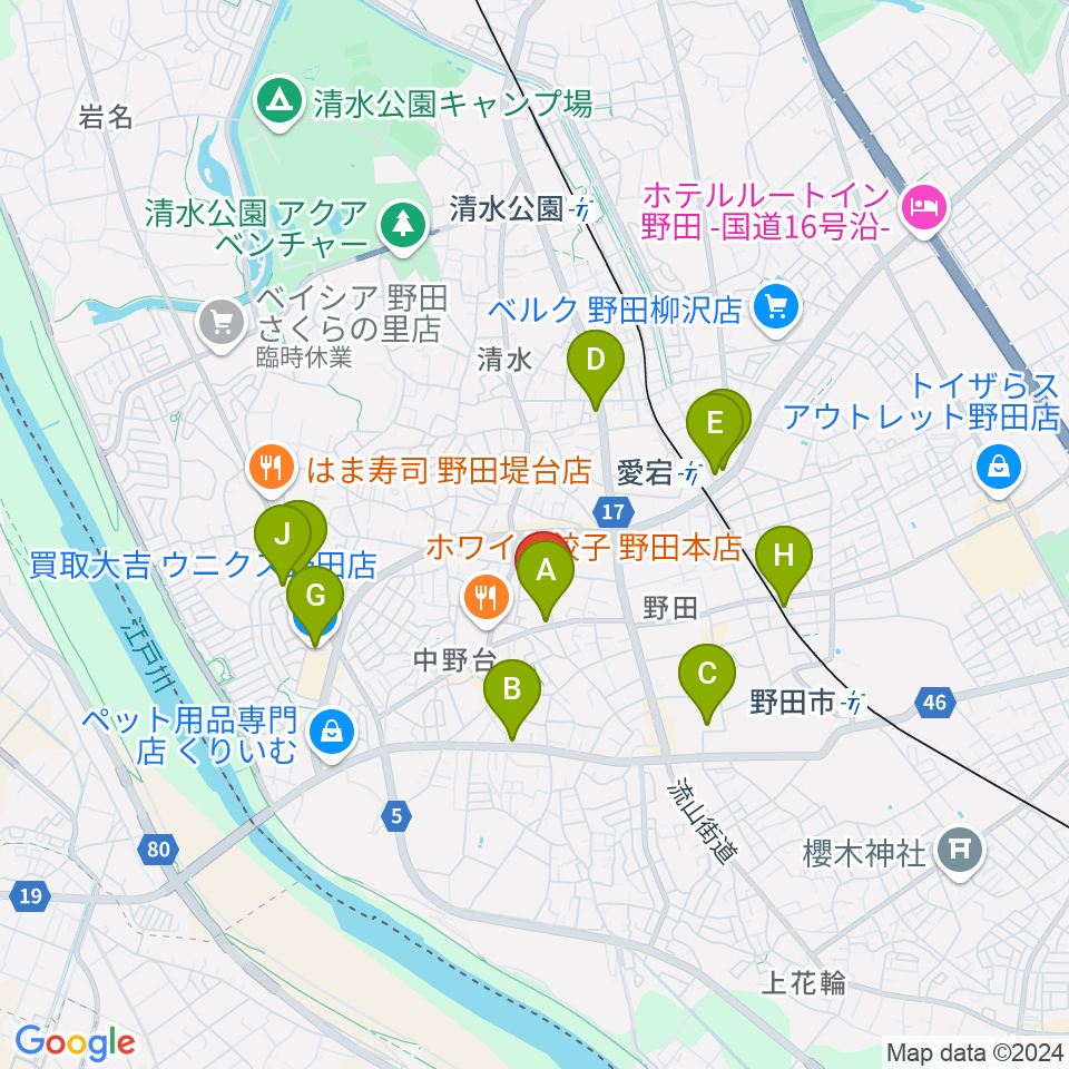 欅のホール周辺のカフェ一覧地図