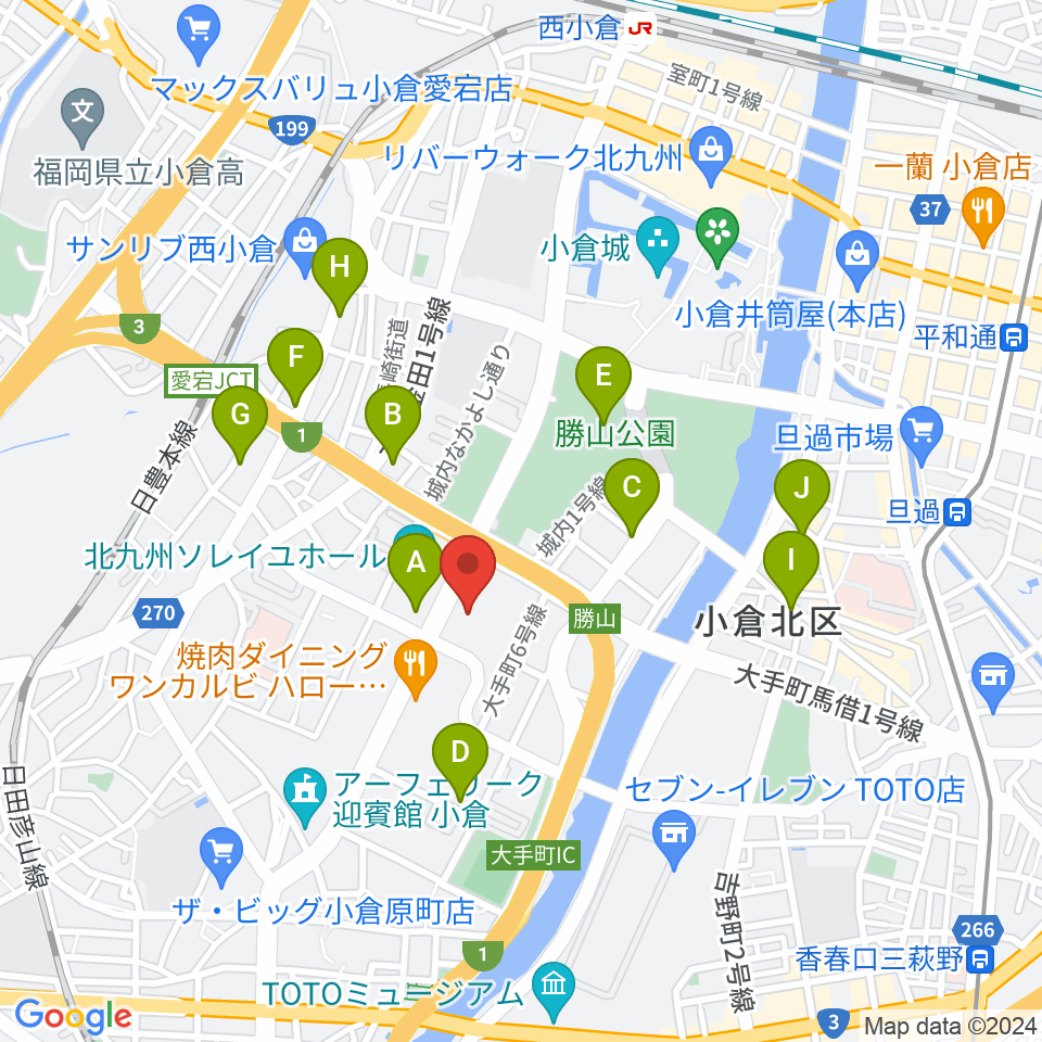 北九州市立男女共同参画センター・ムーブ周辺のカフェ一覧地図