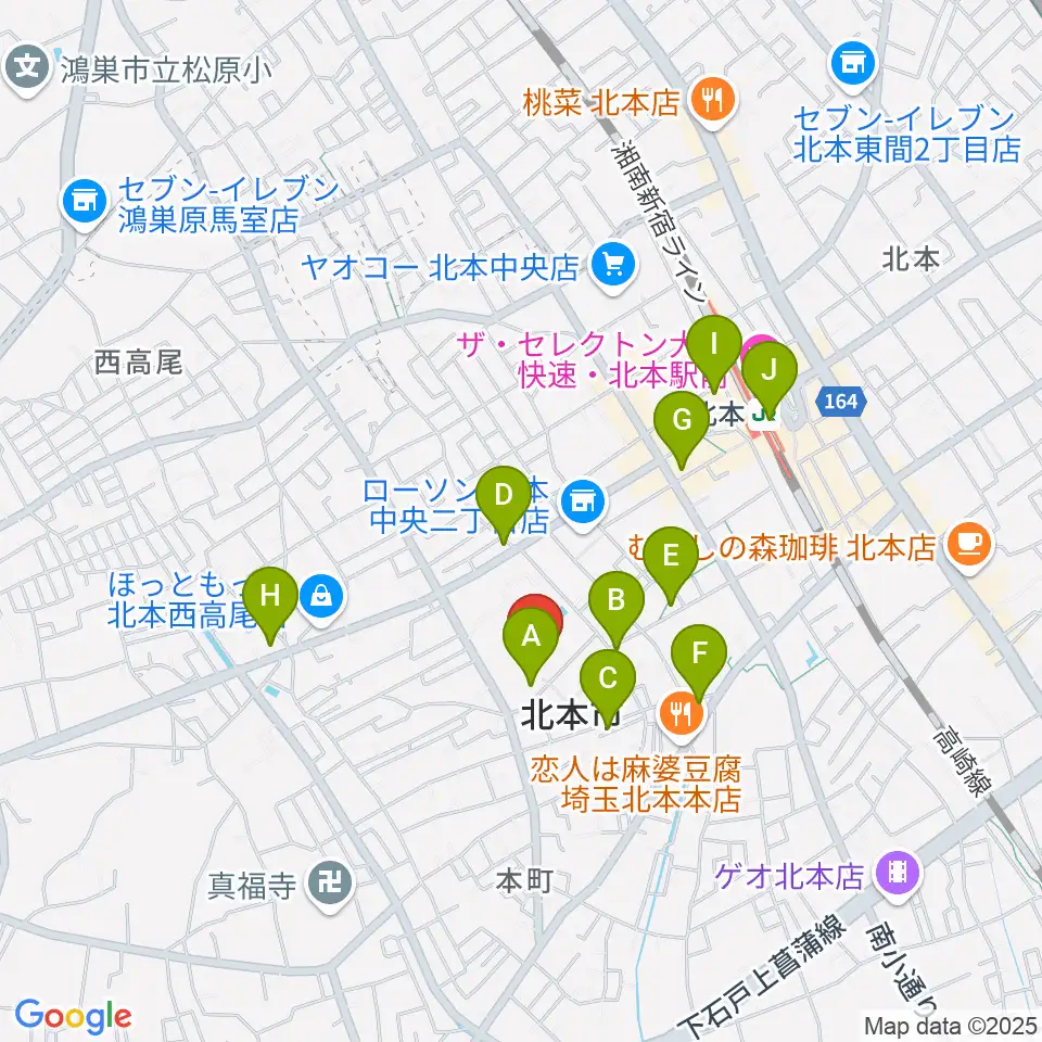 北本市文化センター周辺のカフェ一覧地図