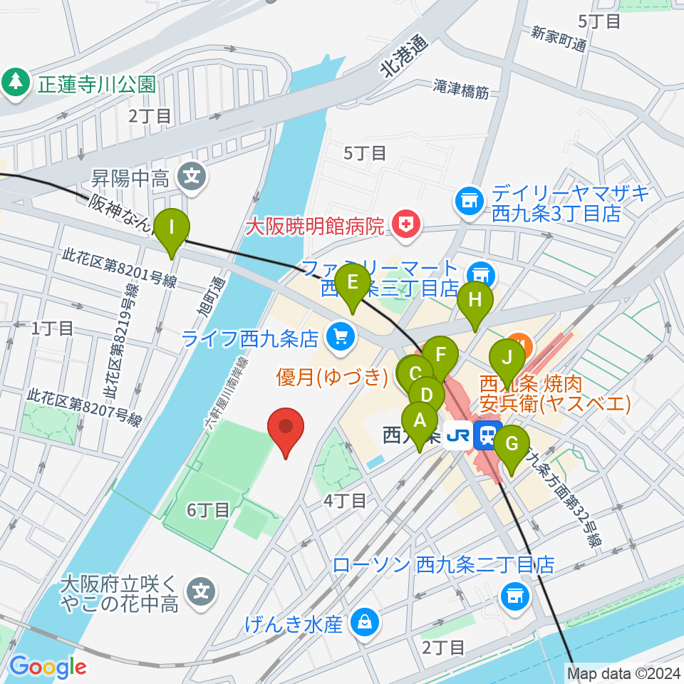 大阪市立こども文化センター周辺のカフェ一覧地図