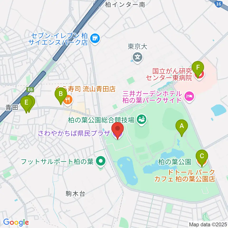さわやかちば県民プラザ周辺のカフェ一覧地図