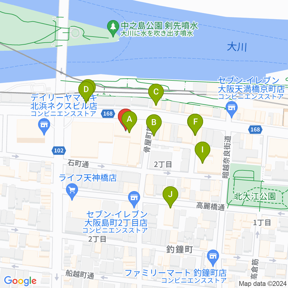 エル・おおさか 大阪府立労働センター周辺のカフェ一覧地図