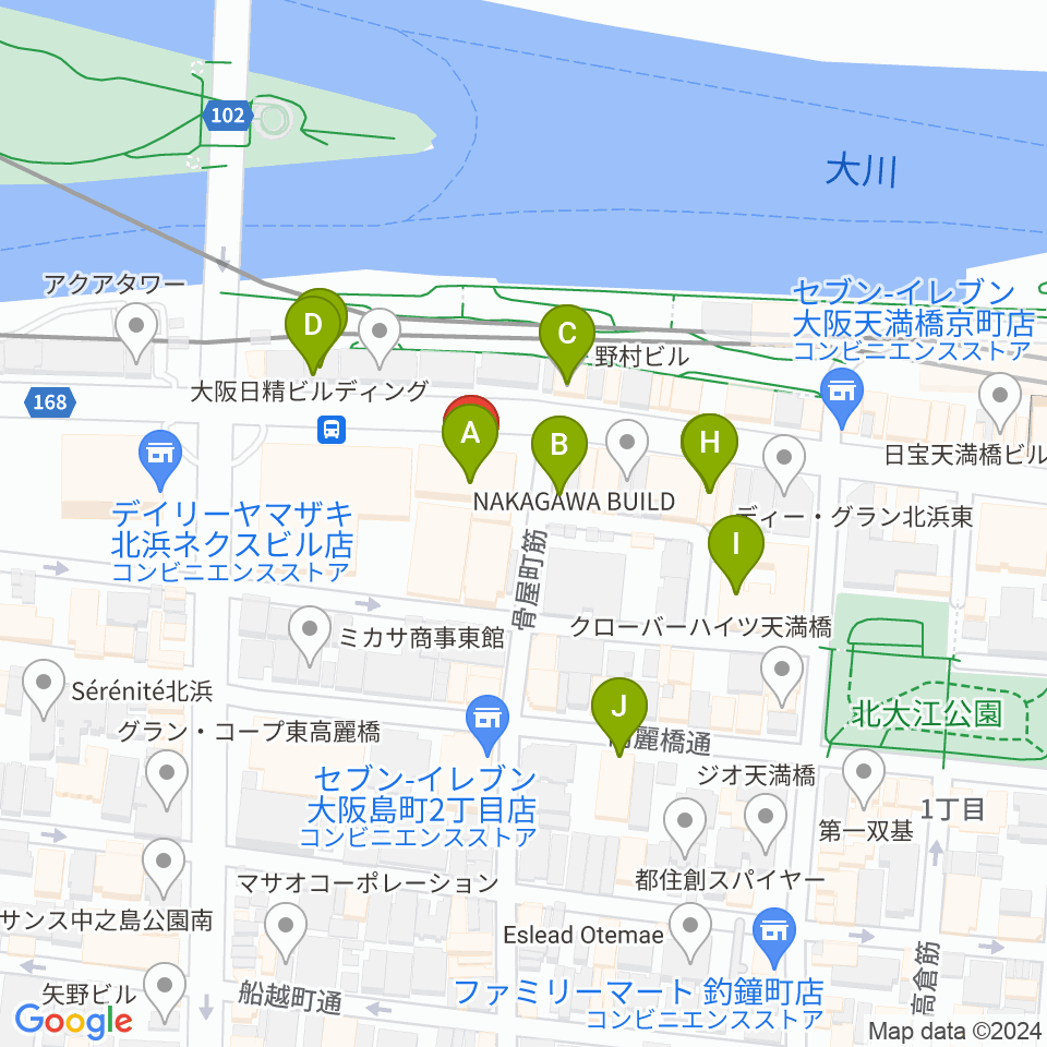 エル・おおさか プチ・エル周辺のカフェ一覧地図