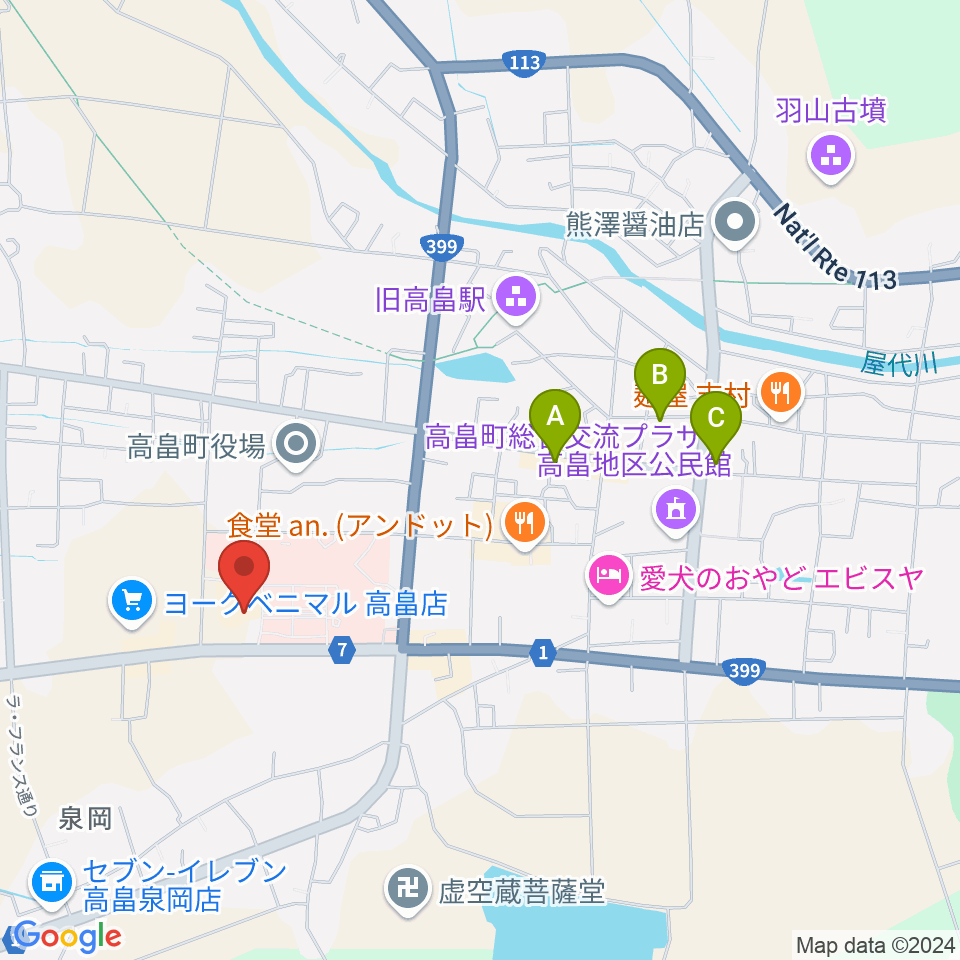 高畠町文化ホール まほら周辺のカフェ一覧地図