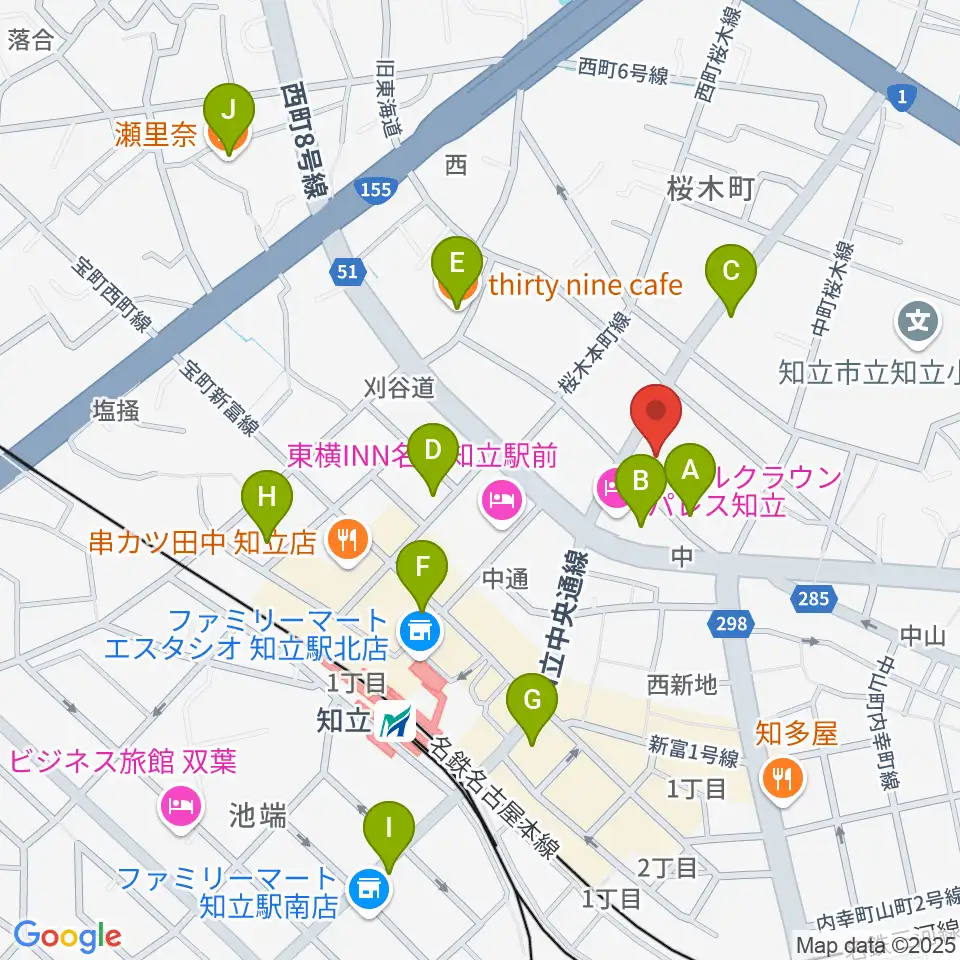 知立リリオ･コンサートホール周辺のカフェ一覧地図