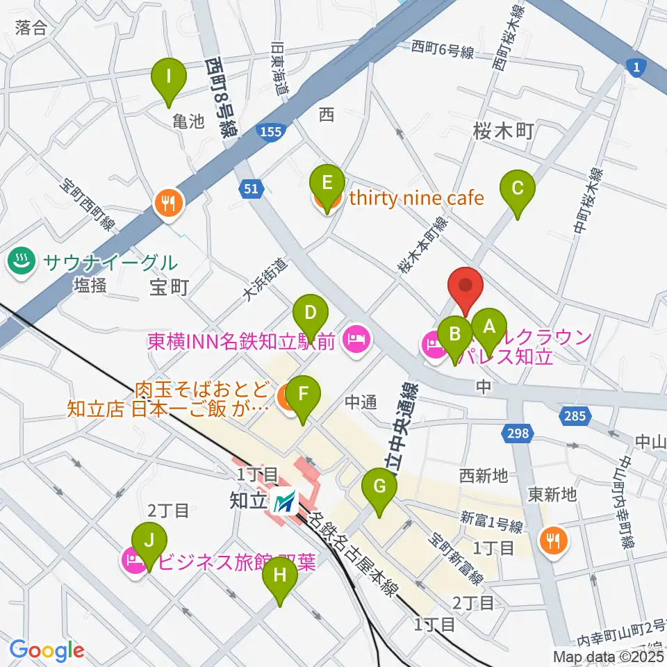 知立リリオ･コンサートホール周辺のカフェ一覧地図