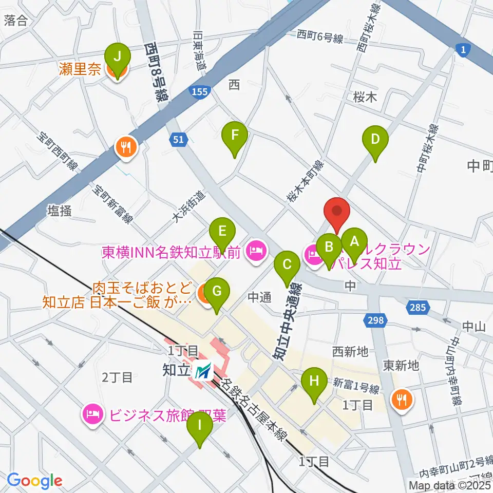 知立リリオ･コンサートホール周辺のカフェ一覧地図