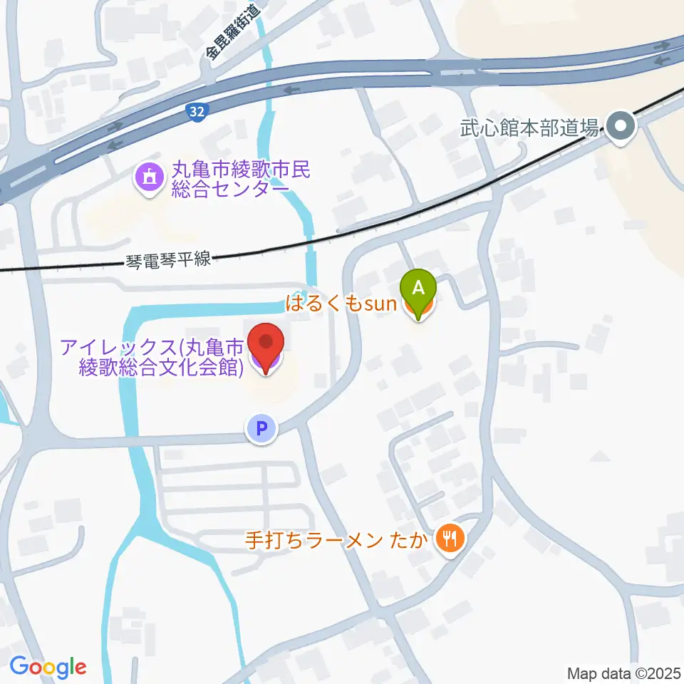 丸亀市綾歌総合文化会館アイレックス周辺のカフェ一覧地図