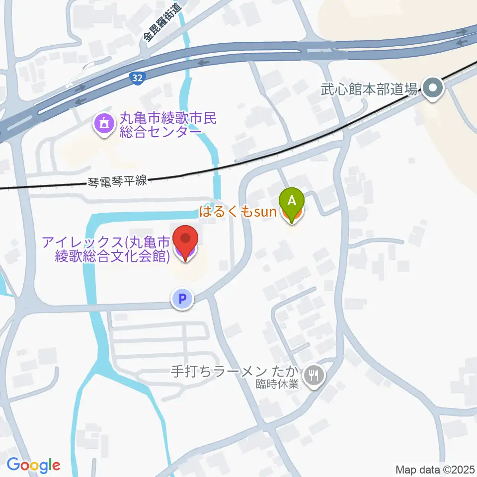 丸亀市綾歌総合文化会館アイレックス周辺のカフェ一覧地図