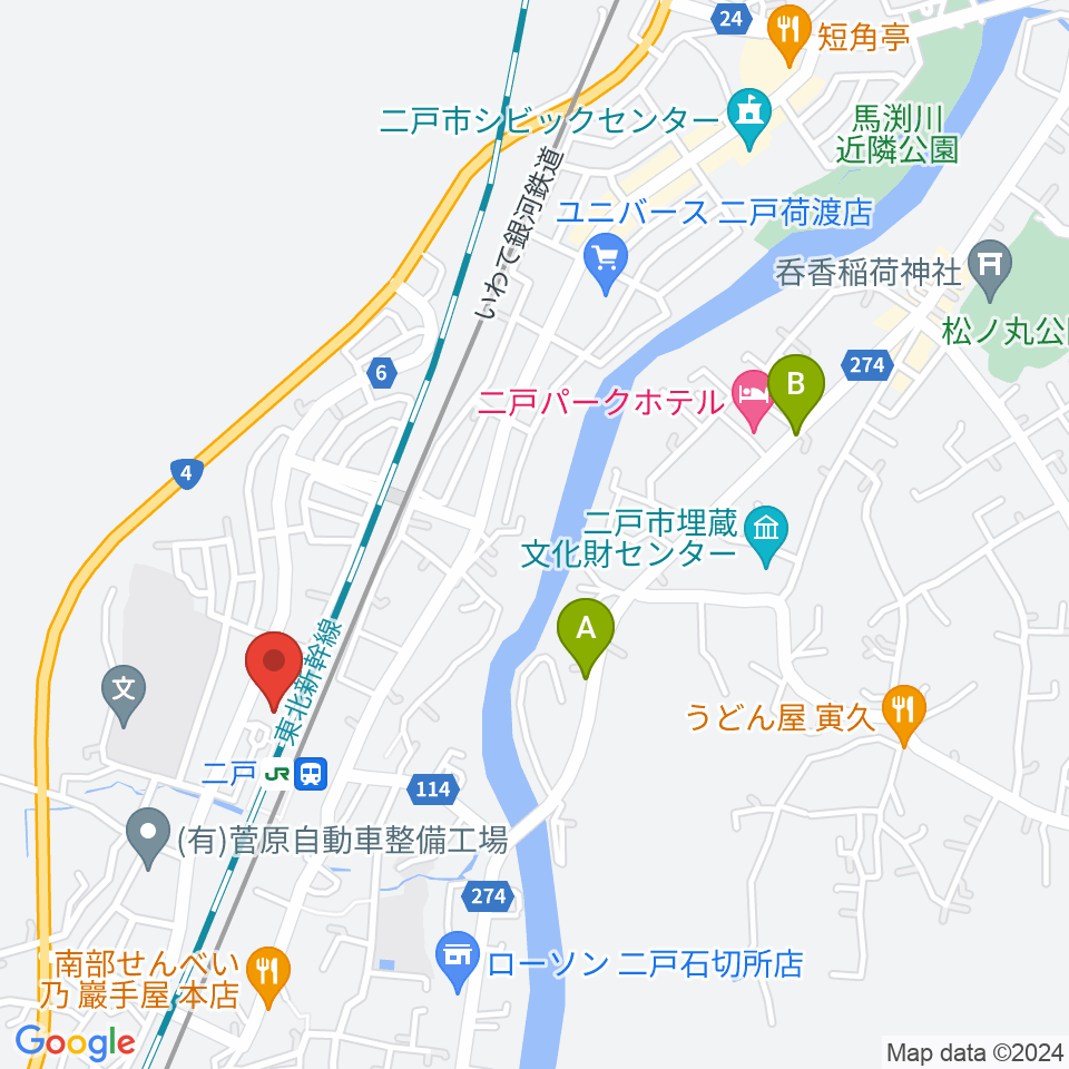 カシオペアメッセ・なにゃーと周辺のカフェ一覧地図