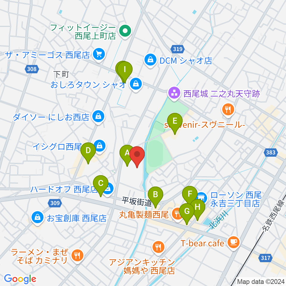 にししん文化会館 茶々っとホール周辺のカフェ一覧地図