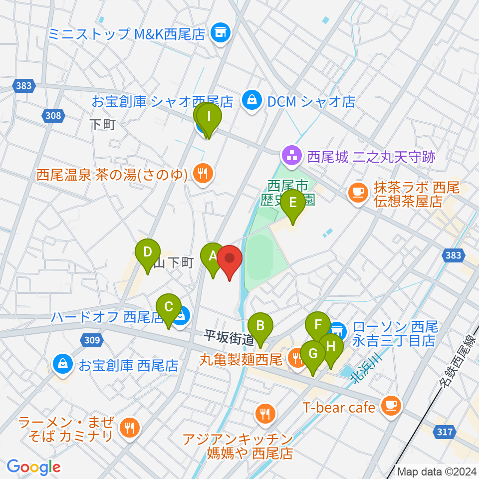 にししん文化会館 茶々っとホール周辺のカフェ一覧地図