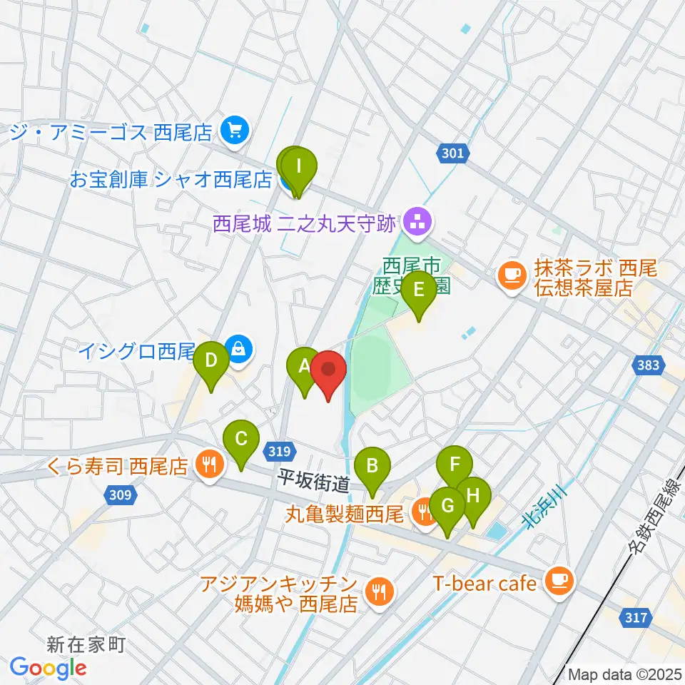 にししん文化会館 茶々っとホール周辺のカフェ一覧地図