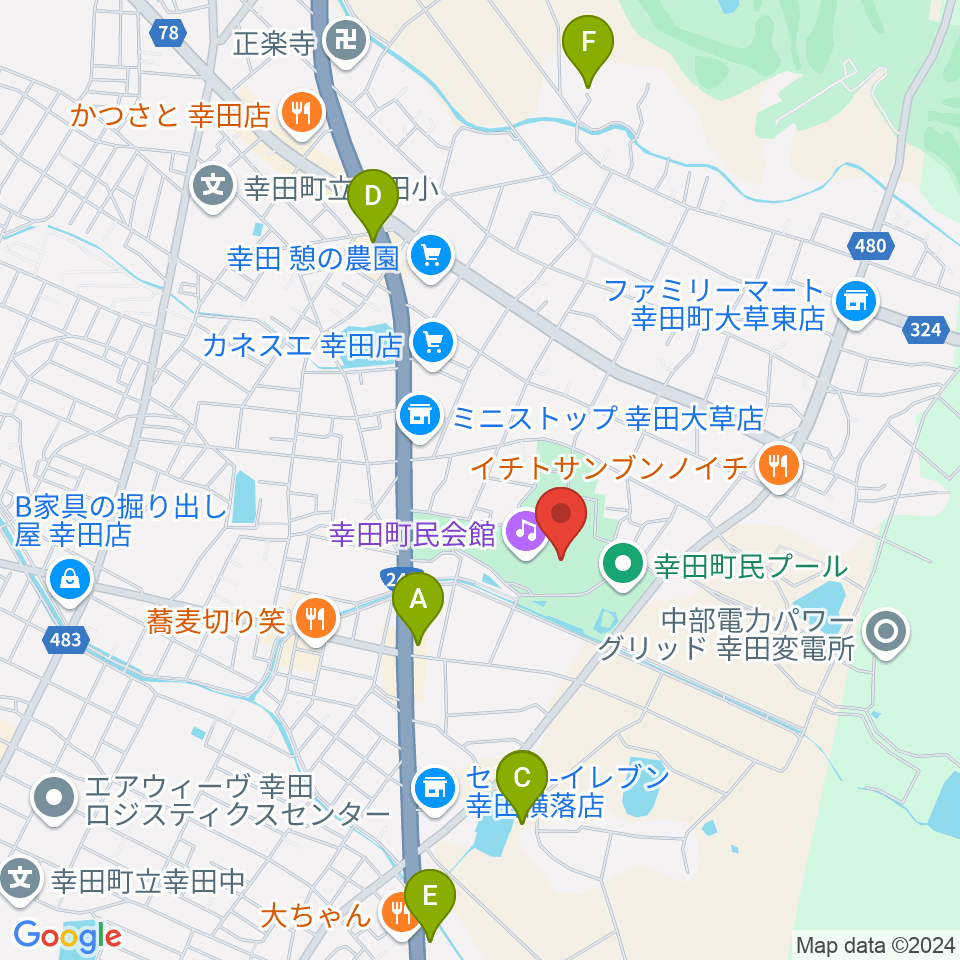 幸田町民会館周辺のカフェ一覧地図