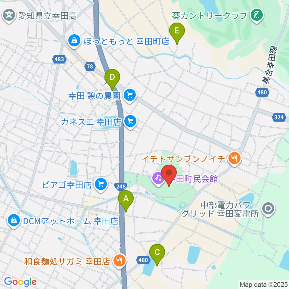 幸田町民会館周辺のカフェ一覧地図