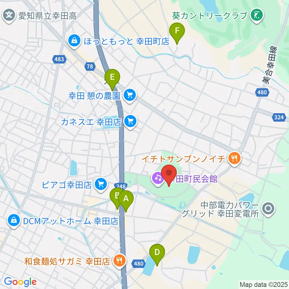 幸田町民会館周辺のカフェ一覧地図