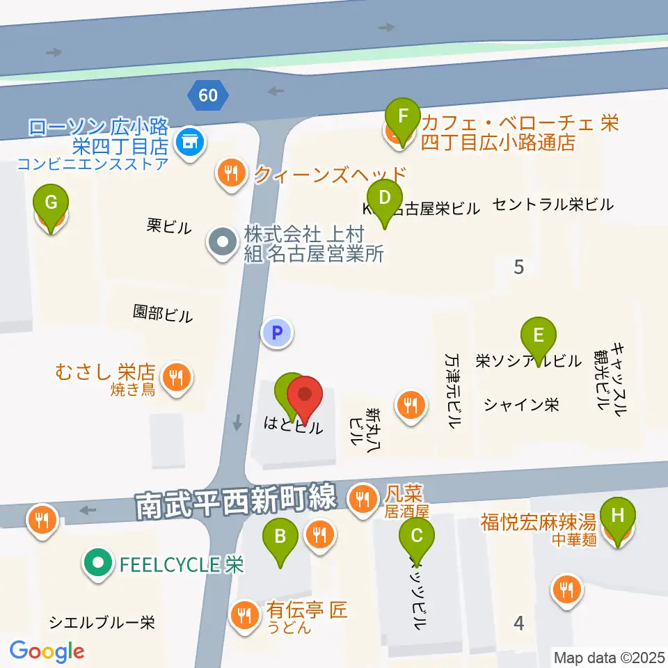 名古屋栄Live DOXY周辺のカフェ一覧地図