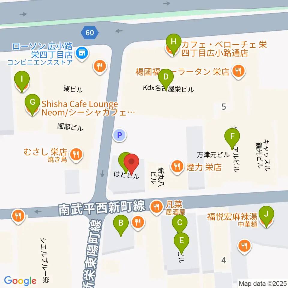 名古屋栄Live DOXY周辺のカフェ一覧地図