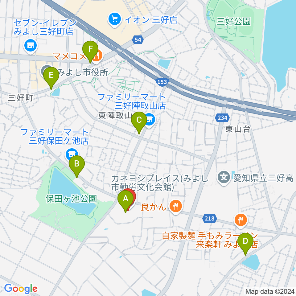 カネヨシプレイス周辺のカフェ一覧地図