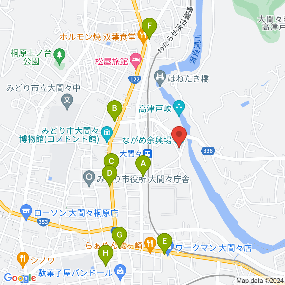 ながめ余興場周辺のカフェ一覧地図