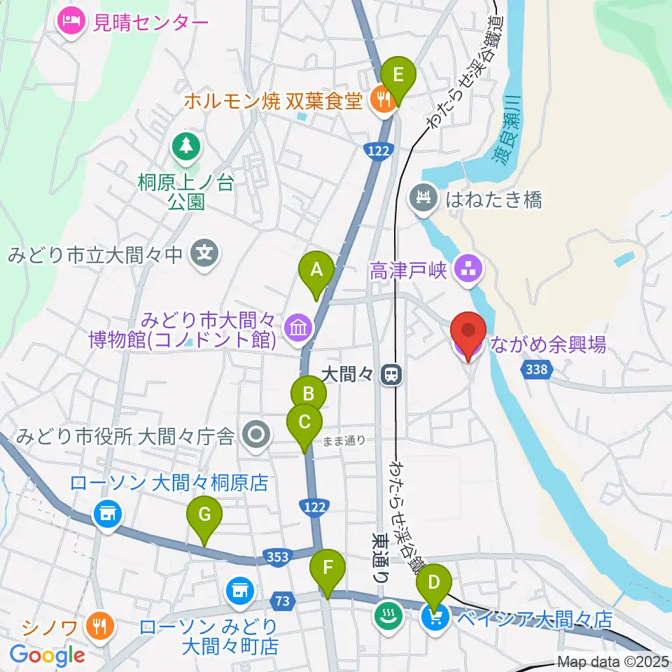 ながめ余興場周辺のカフェ一覧地図