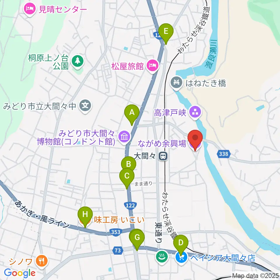 ながめ余興場周辺のカフェ一覧地図