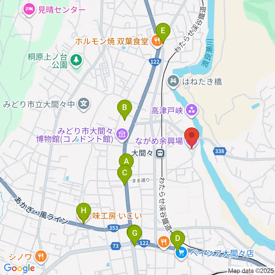 ながめ余興場周辺のカフェ一覧地図