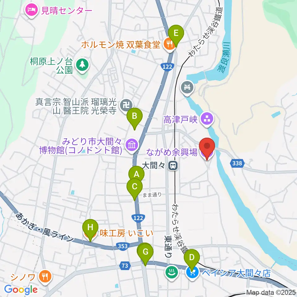 ながめ余興場周辺のカフェ一覧地図