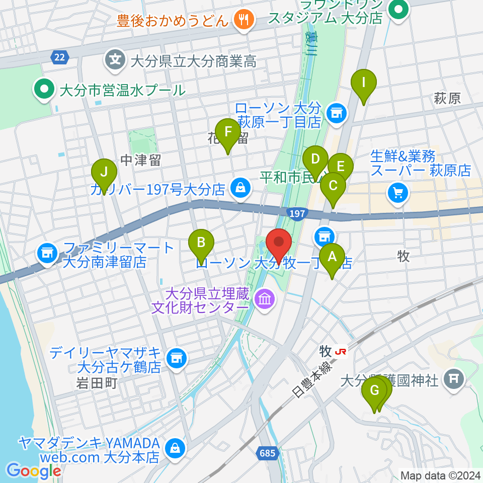 平和市民公園能楽堂周辺のカフェ一覧地図