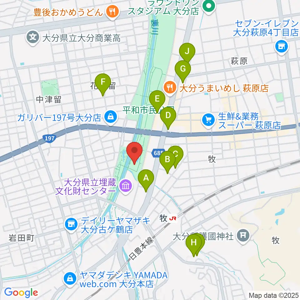 平和市民公園能楽堂周辺のカフェ一覧地図