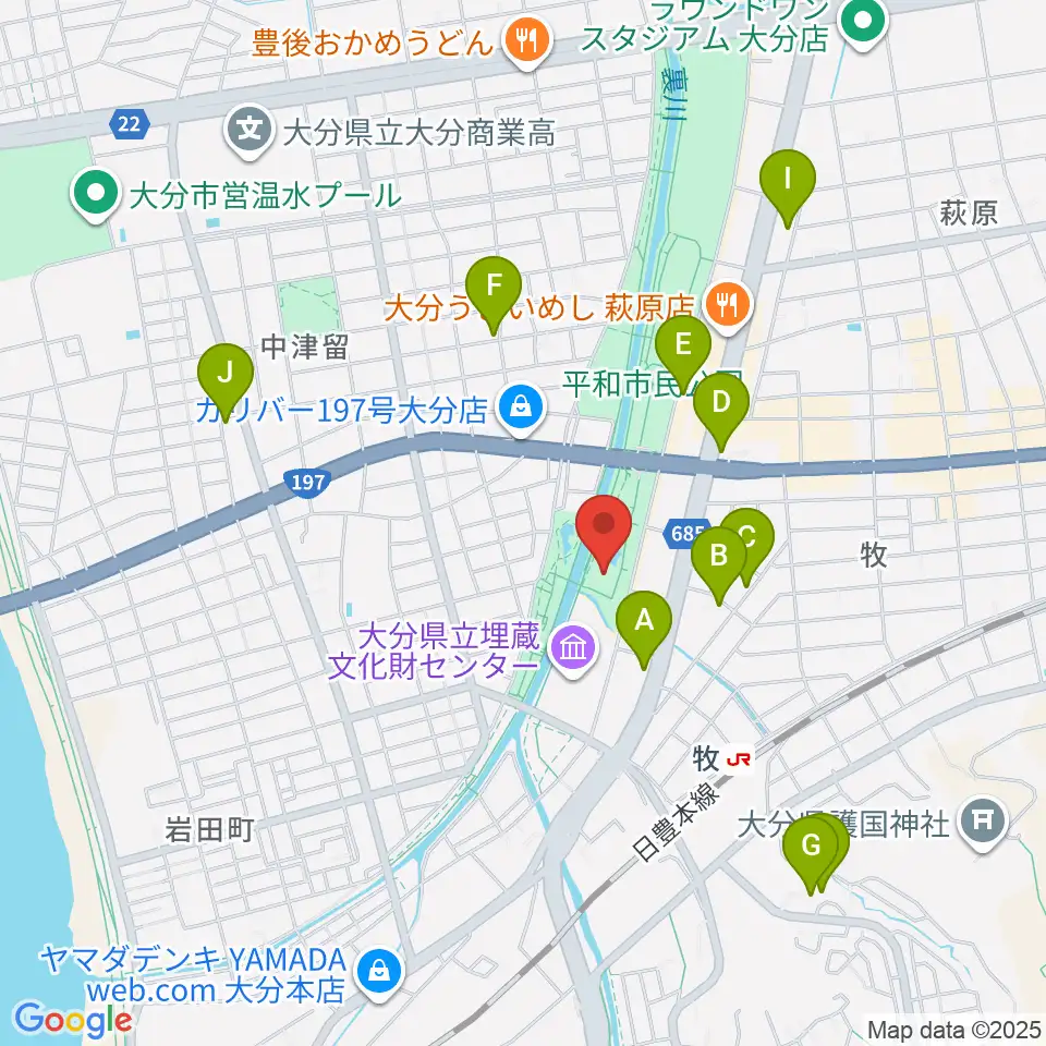 平和市民公園能楽堂周辺のカフェ一覧地図